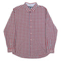 TOMMY HILFIGER Mens Red Blue White Check Shirt L Classic Button-Down Long Sleeve