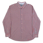 TOMMY HILFIGER Mens Red Blue White Check Shirt L Classic Button-Down Long Sleeve