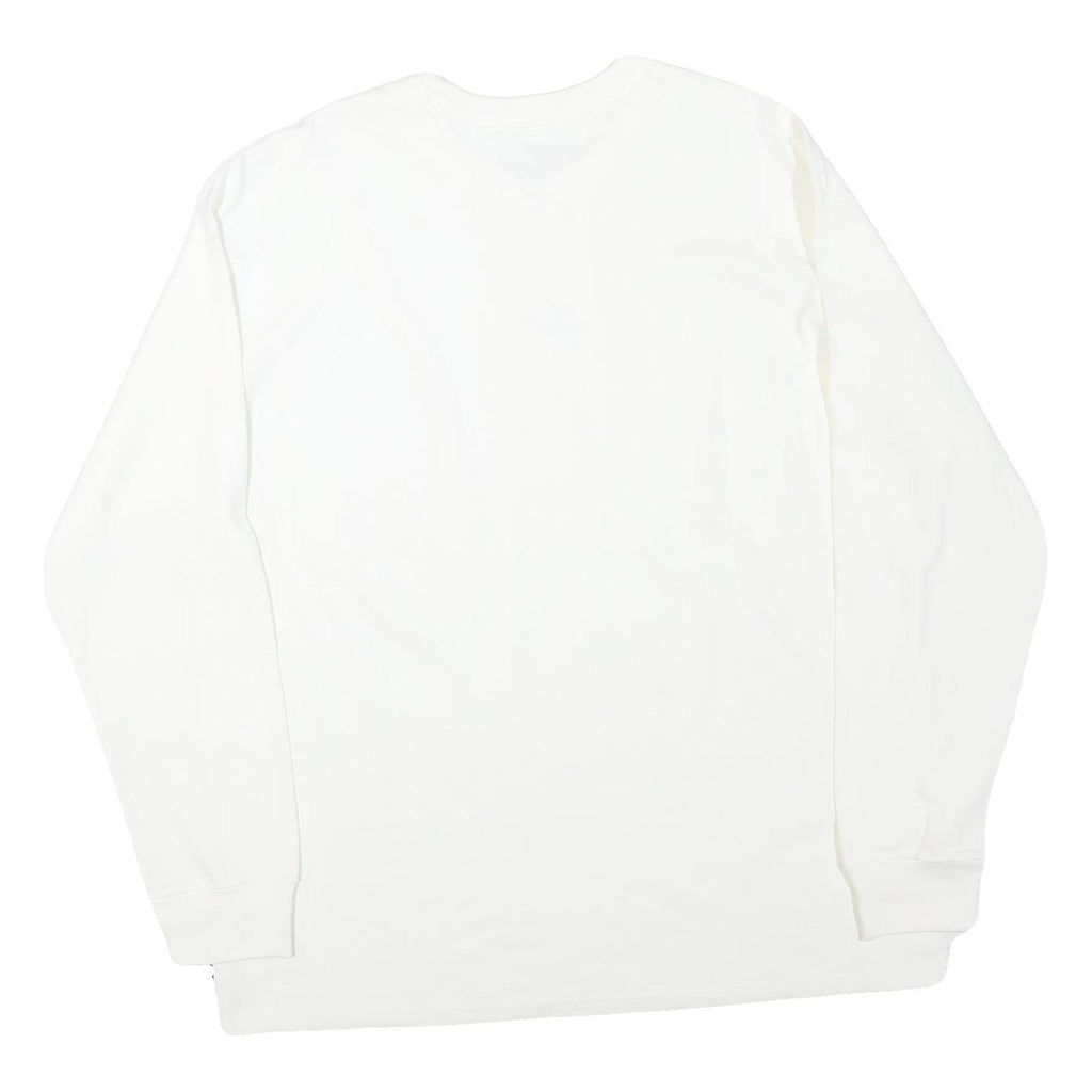NIKE Mens White Crew Neck L Sweatshirt Cotton Blend Casual Pullover