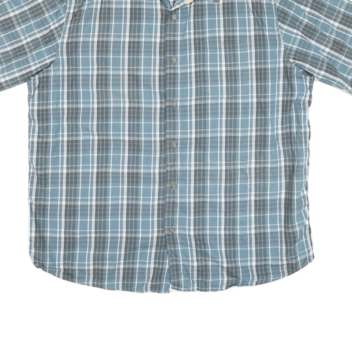 WRANGLER Mens Blue & Grey Check Shirt XL Cotton Blend Short Sleeve Casual
