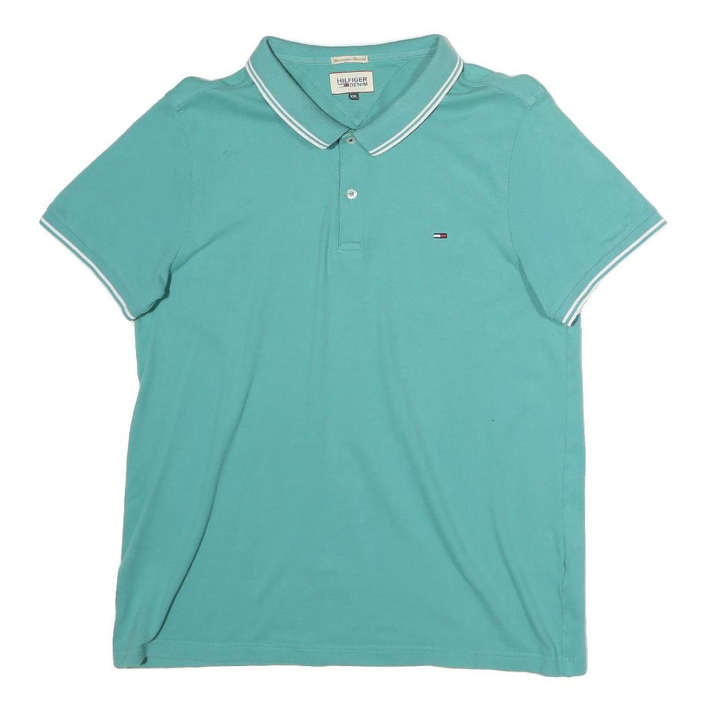HILFIGER DENIM Womens Green Short Sleeve Plain 2XL Cotton Polo Shirt