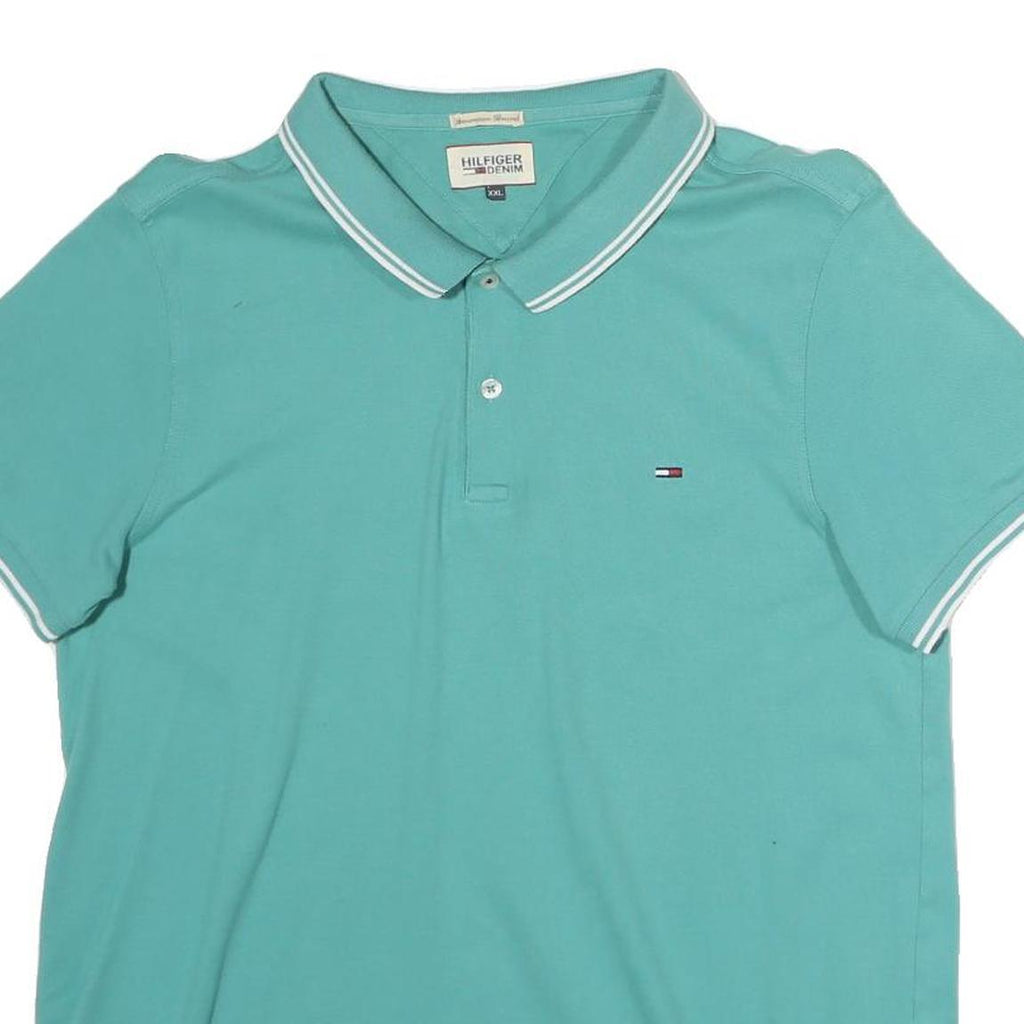 HILFIGER DENIM Womens Green Short Sleeve Plain 2XL Cotton Polo Shirt