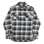 JACHS Mens Black & White Checked Cotton Blend Flannel Shirt L Casual Long Sleeve