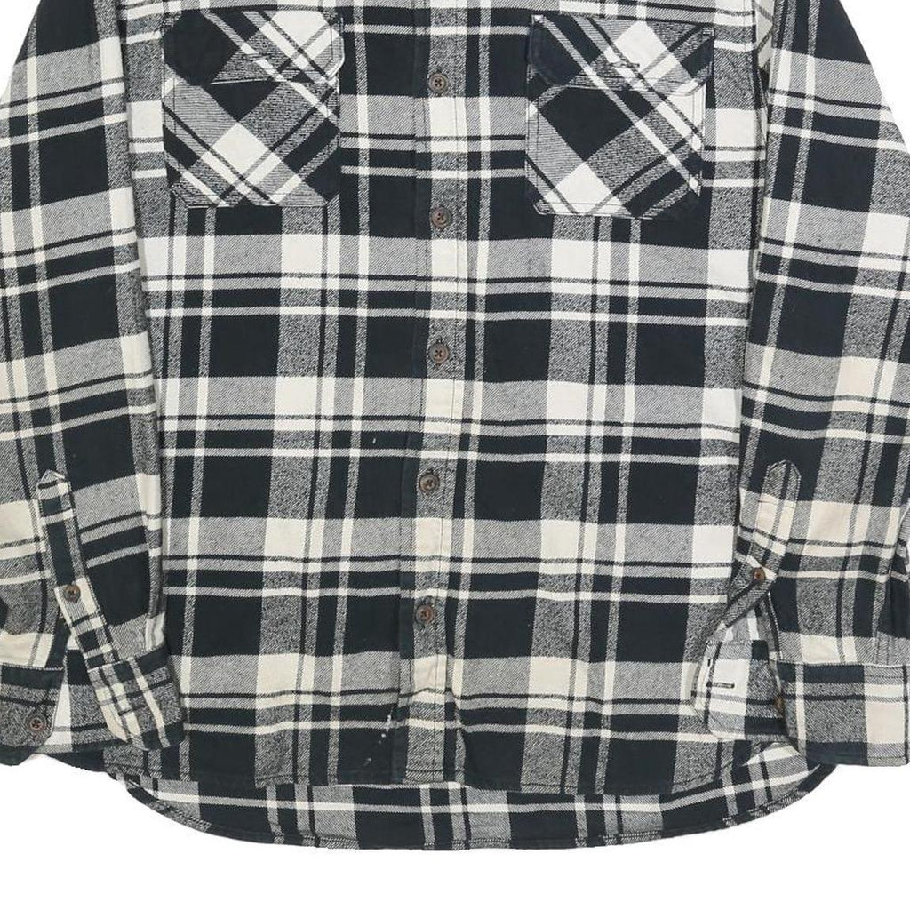 JACHS Mens Black & White Checked Cotton Blend Flannel Shirt L Casual Long Sleeve