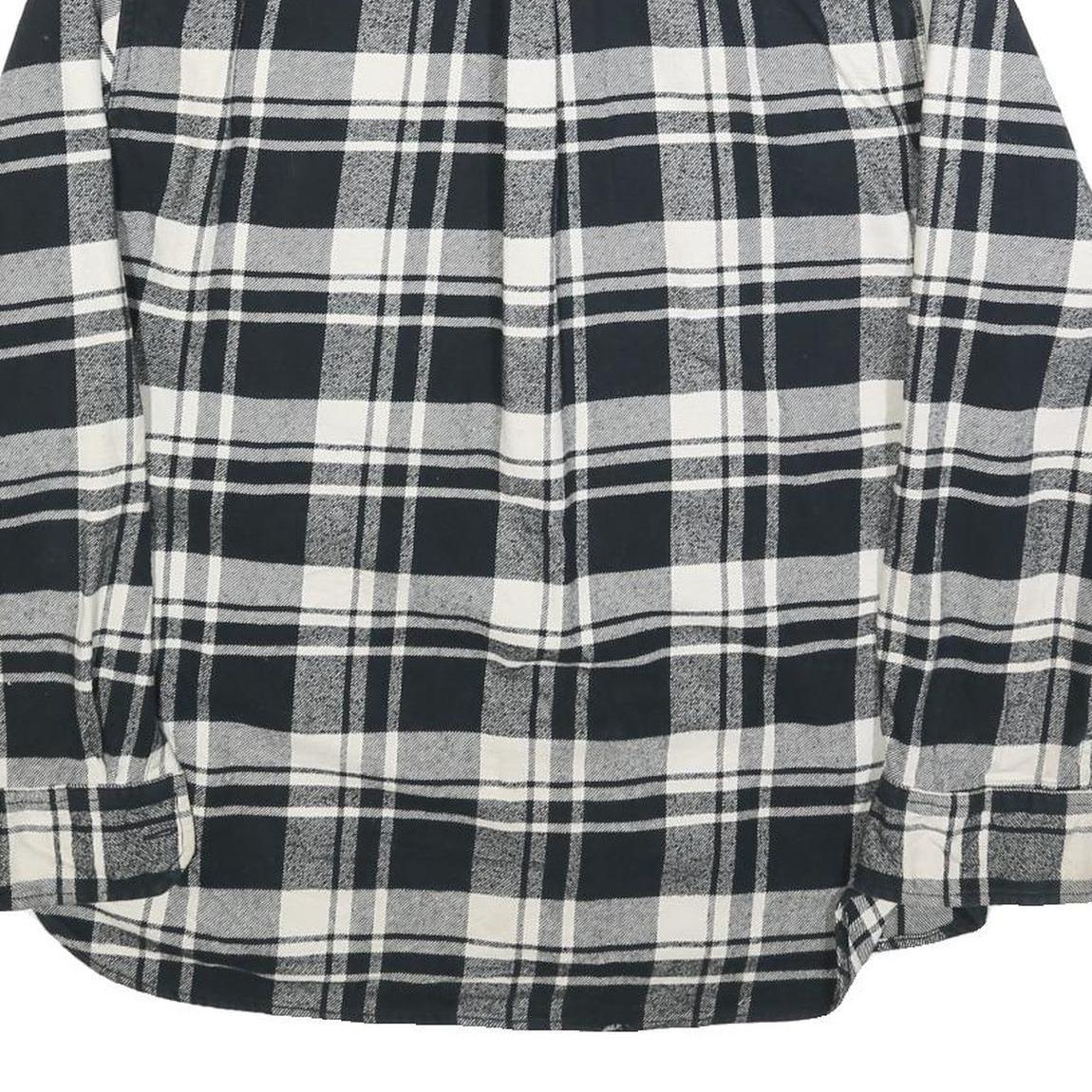 JACHS Mens Black & White Checked Cotton Blend Flannel Shirt L Casual Long Sleeve