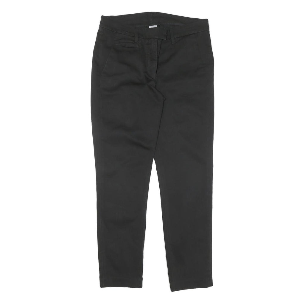 Men's Black Cotton Blend Regular Fit Zip Closure Trousers W30 L28 Classic Style