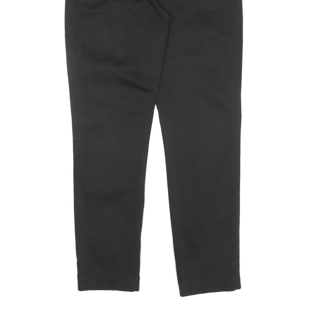 Men's Black Cotton Blend Regular Fit Zip Closure Trousers W30 L28 Classic Style