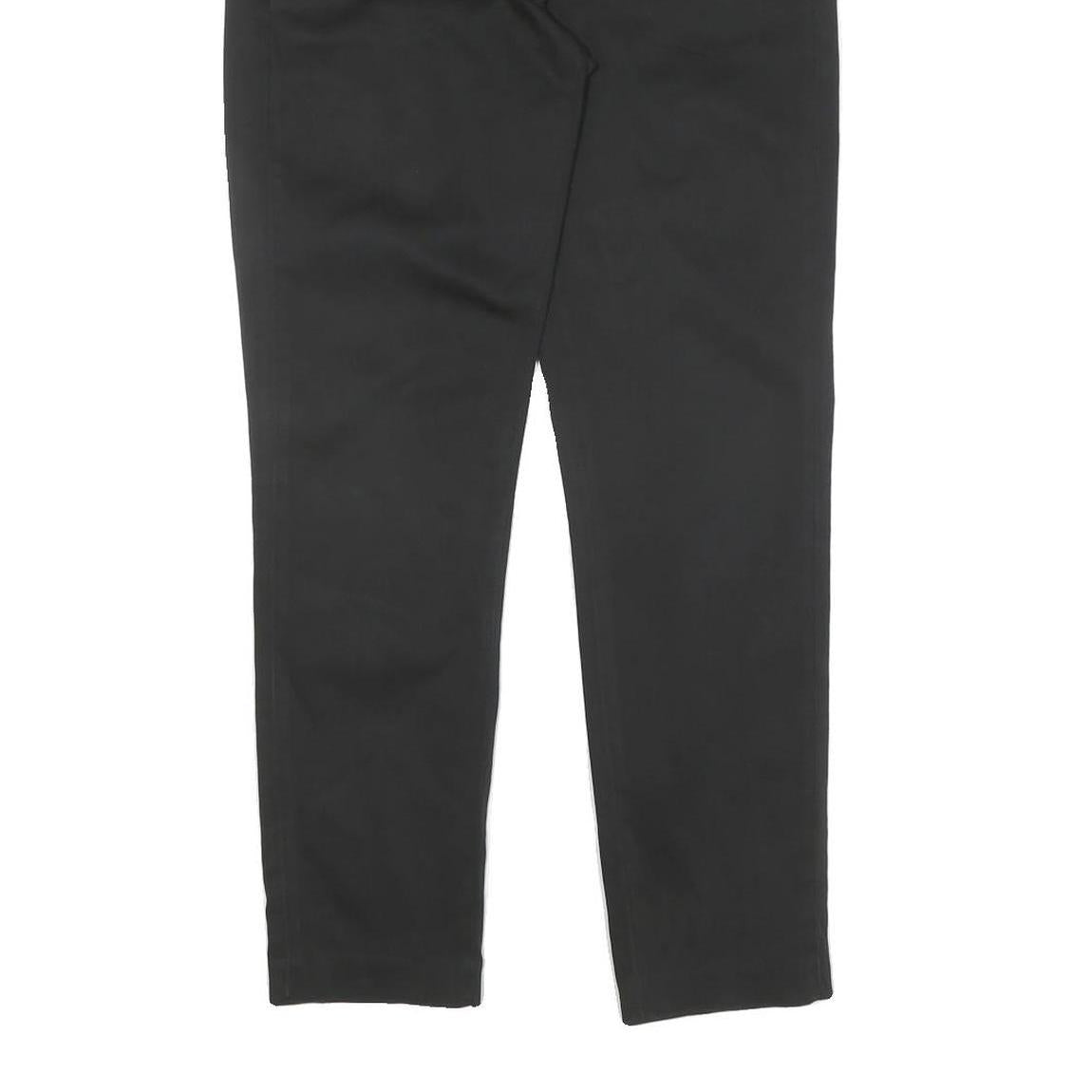 Men's Black Cotton Blend Regular Fit Zip Closure Trousers W30 L28 Classic Style