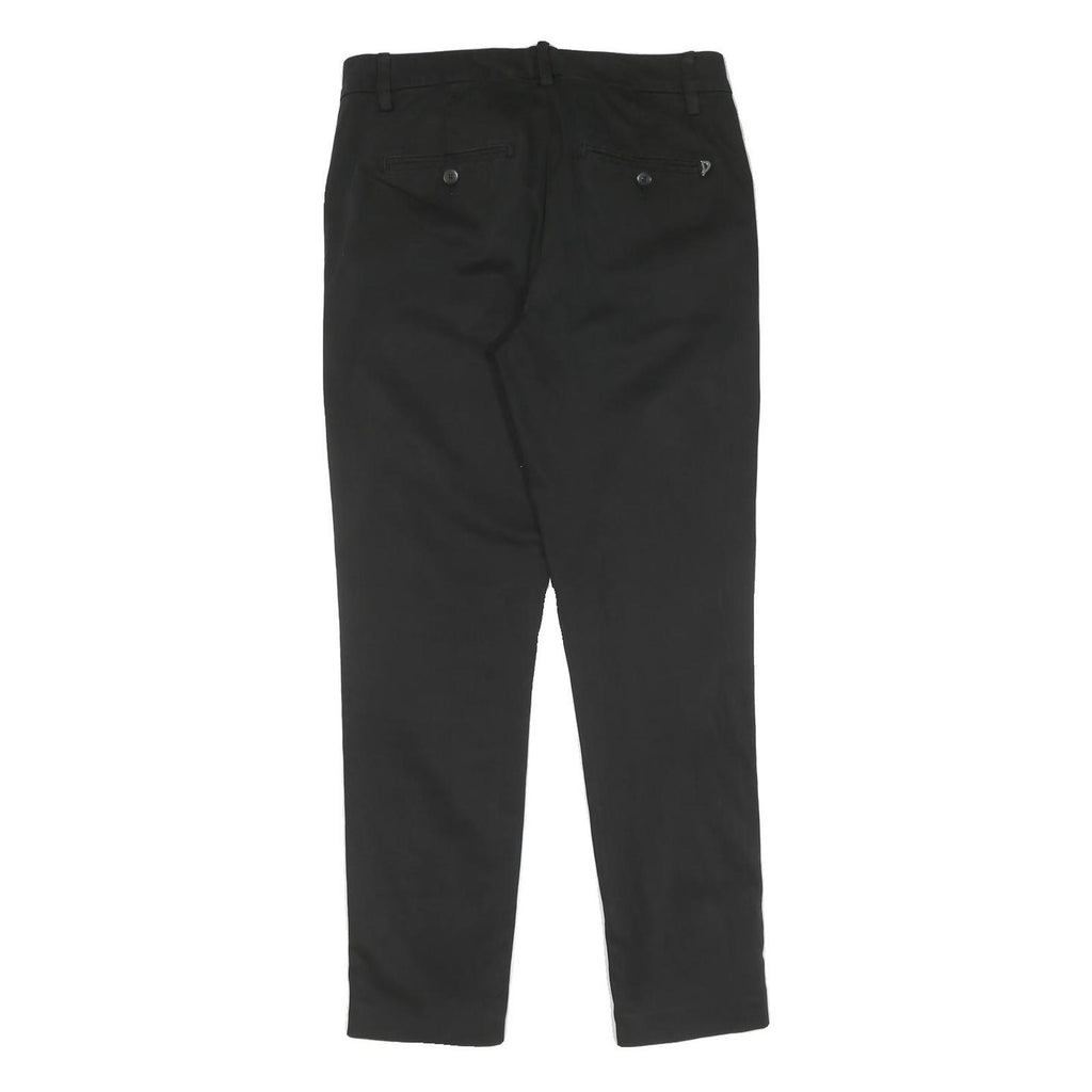 Men's Black Cotton Blend Regular Fit Zip Closure Trousers W30 L28 Classic Style