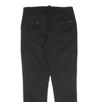 Men's Black Cotton Blend Regular Fit Zip Closure Trousers W30 L28 Classic Style