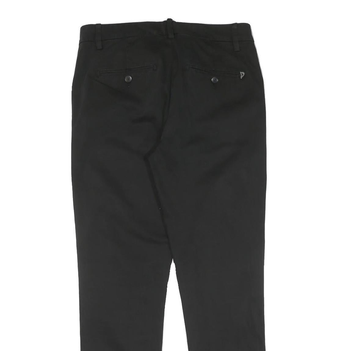 Men's Black Cotton Blend Regular Fit Zip Closure Trousers W30 L28 Classic Style