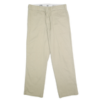 DICKIES Mens Classic Beige Polyester Blend Zip Trousers W36 L32 Workwear Casual