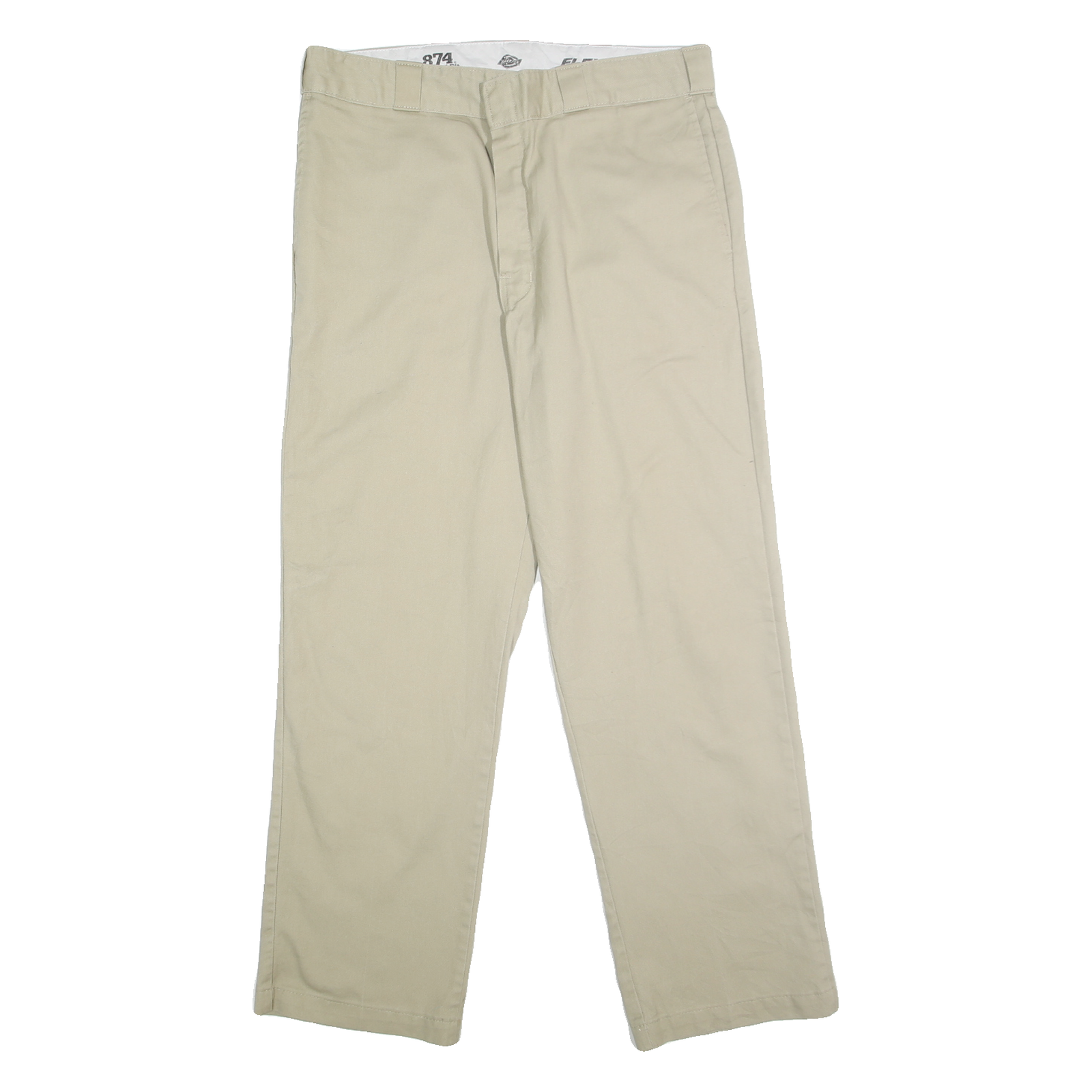 DICKIES Mens Classic Beige Polyester Blend Zip Trousers W36 L32 Workwear Casual