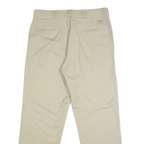 DICKIES Mens Classic Beige Polyester Blend Zip Trousers W36 L32 Workwear Casual