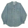 FISSION Mens Blue Denim Shirt XL Classic Cotton Long Sleeve Workwear