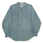 FISSION Mens Blue Denim Shirt XL Classic Cotton Long Sleeve Workwear