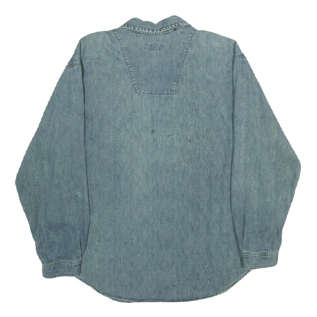 FISSION Mens Blue Denim Shirt XL Classic Cotton Long Sleeve Workwear