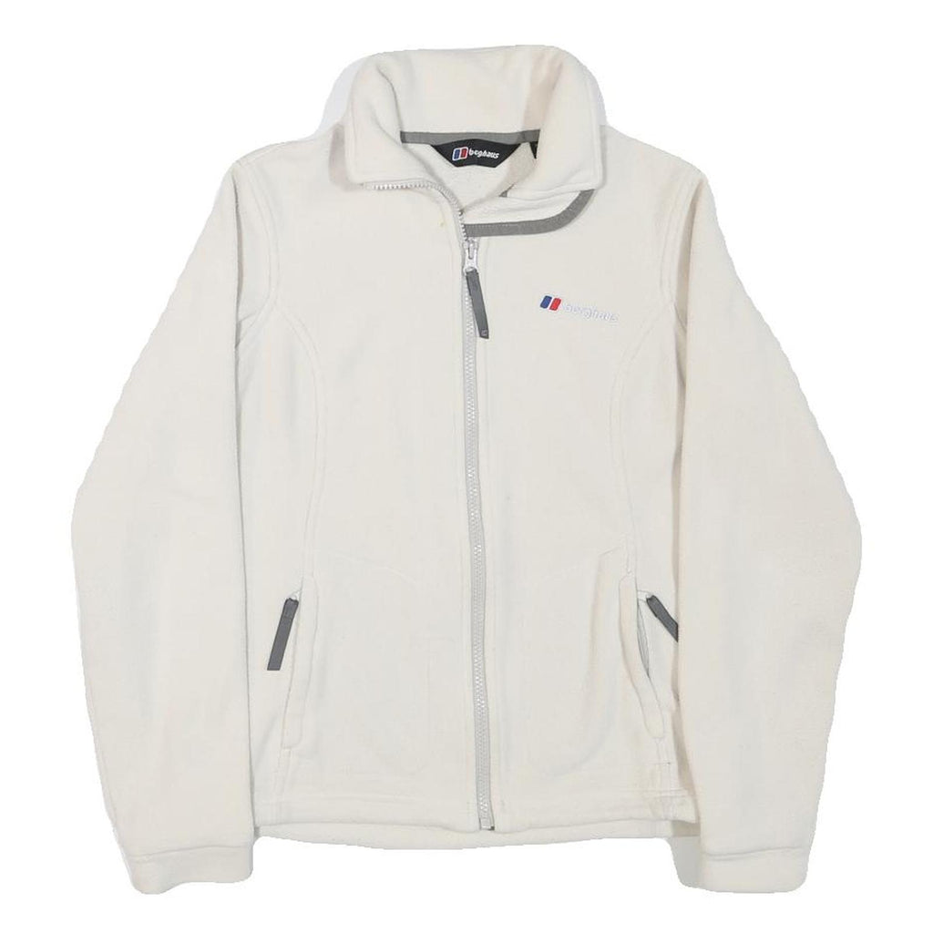 BERGHAUS Womens White Fleece Jacket UK 8 Polyester Blend Zip Outdoor Warm