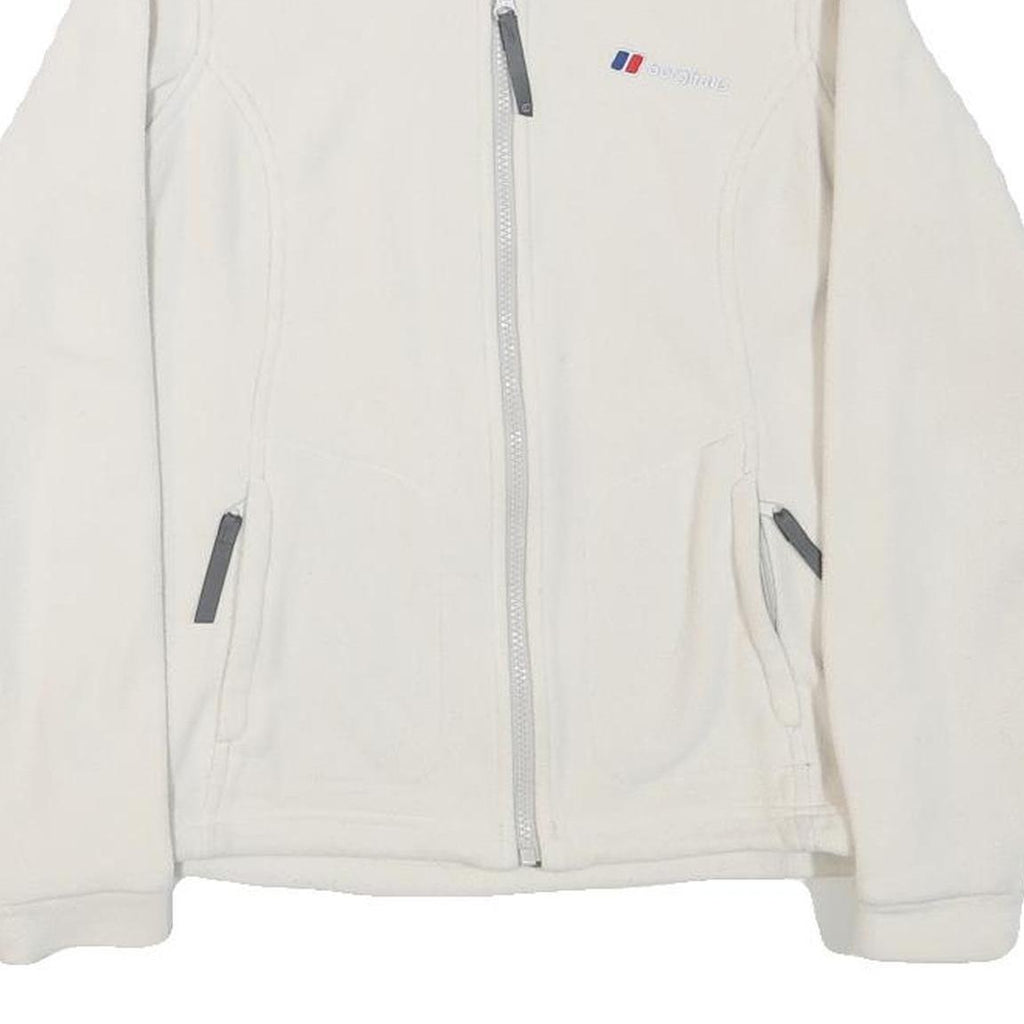 BERGHAUS Womens White Fleece Jacket UK 8 Polyester Blend Zip Outdoor Warm