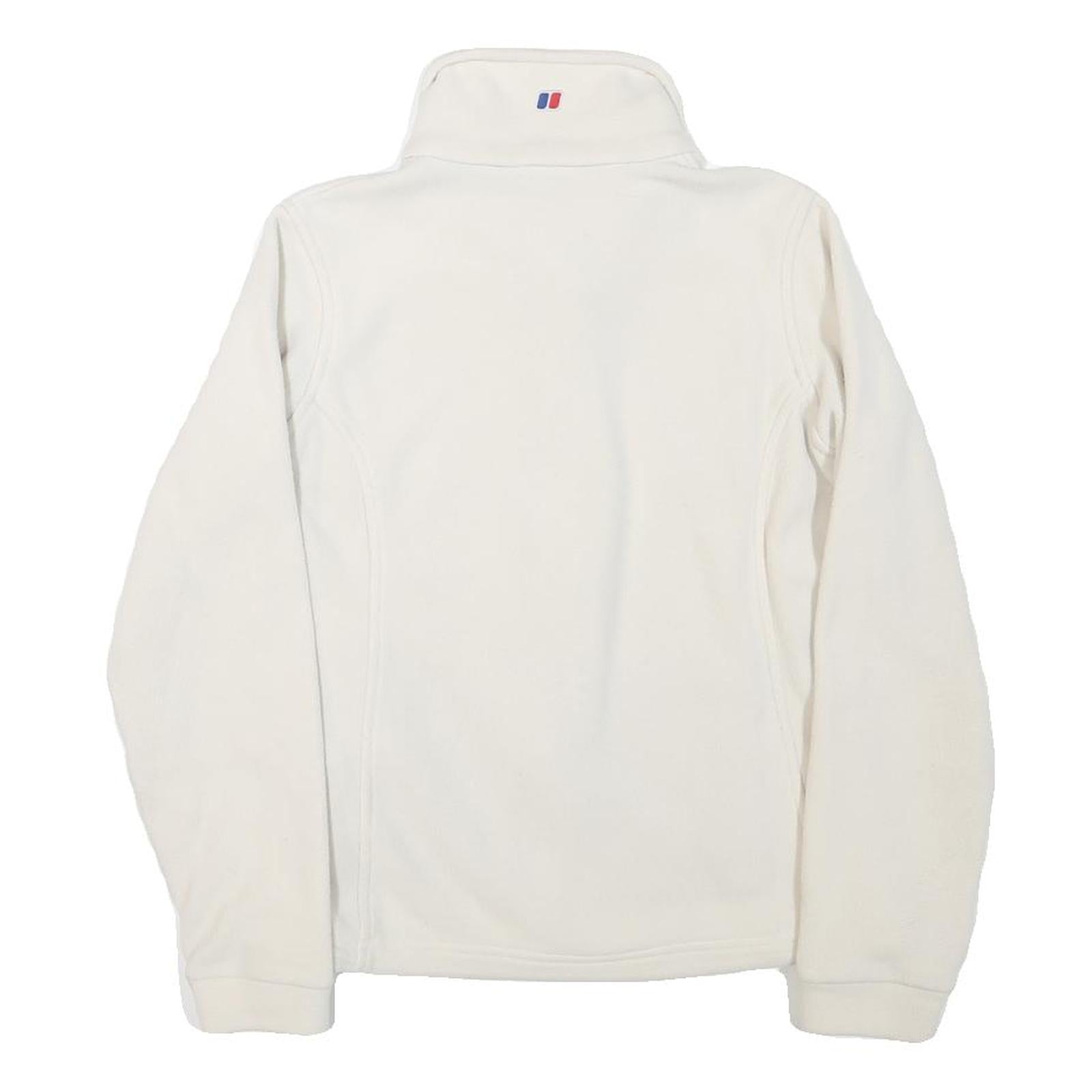 BERGHAUS Womens White Fleece Jacket UK 8 Polyester Blend Zip Outdoor Warm