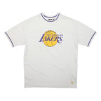 NEW ERA Mens White Los Angeles Lakers Graphic T-Shirt M Short Sleeve Crew Neck
