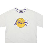 NEW ERA Mens White Los Angeles Lakers Graphic T-Shirt M Short Sleeve Crew Neck