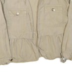 ZARA Womens Beige Cotton Blend Casual Basic Long Sleeve Round Neck S Top