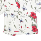 CARIBBEAN JOE Womens White & Red Floral Printed Shirt Short Sleeve Collared M