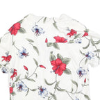 CARIBBEAN JOE Womens White & Red Floral Printed Shirt Short Sleeve Collared M