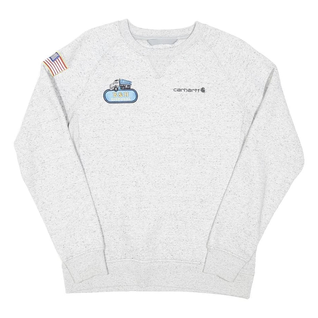 CARHARTT Mens Grey B & H Disposal Crew Neck M Sweatshirt Cotton Blend Relaxed