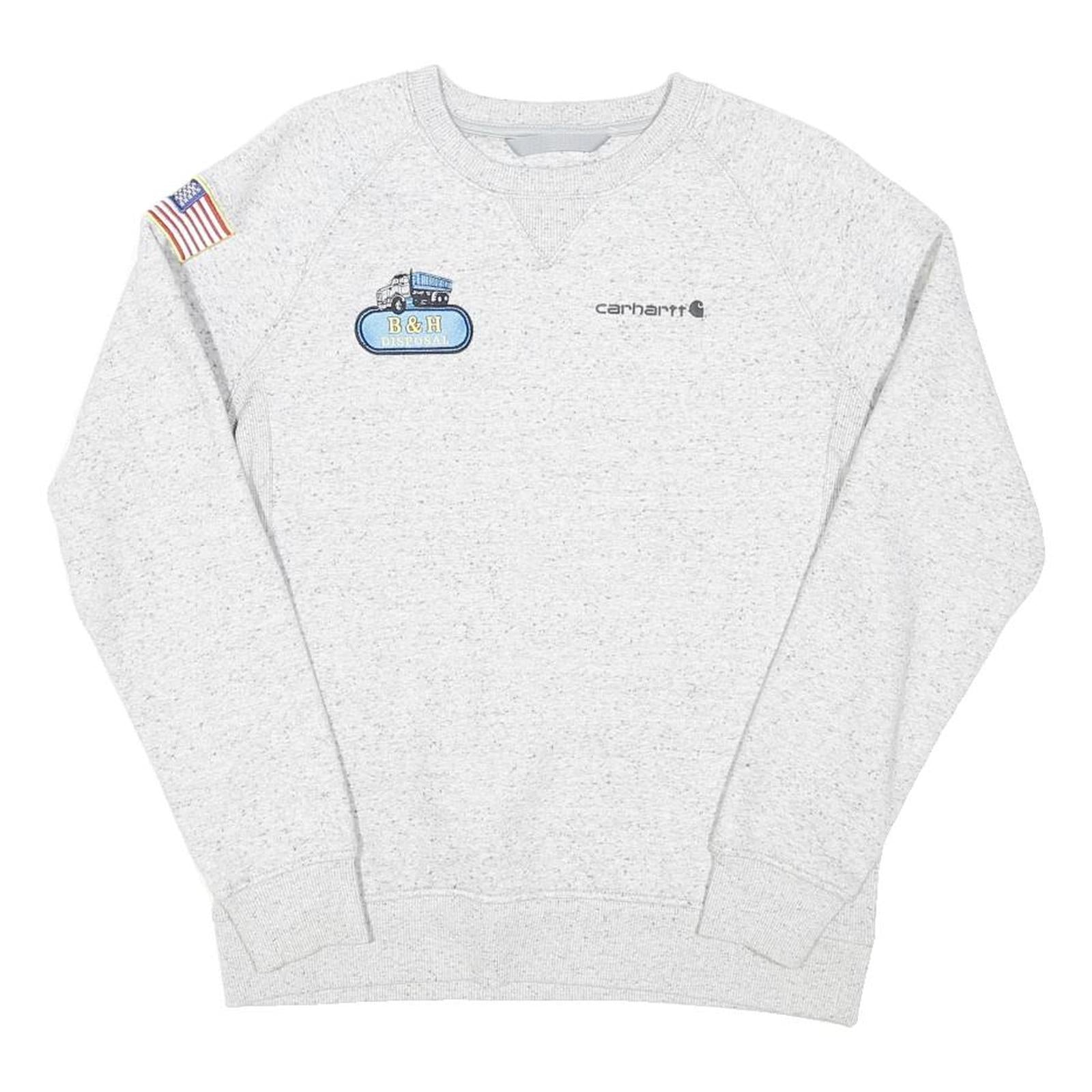 CARHARTT Mens Grey B & H Disposal Crew Neck M Sweatshirt Cotton Blend Relaxed