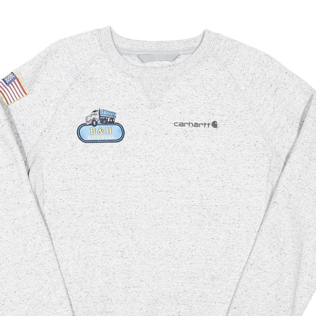CARHARTT Mens Grey B & H Disposal Crew Neck M Sweatshirt Cotton Blend Relaxed