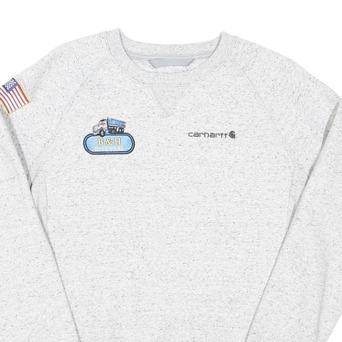 CARHARTT Mens Grey B & H Disposal Crew Neck M Sweatshirt Cotton Blend Relaxed