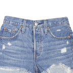 LEVI'S Womens Denim Blue Distressed Cut-Off Shorts S W26