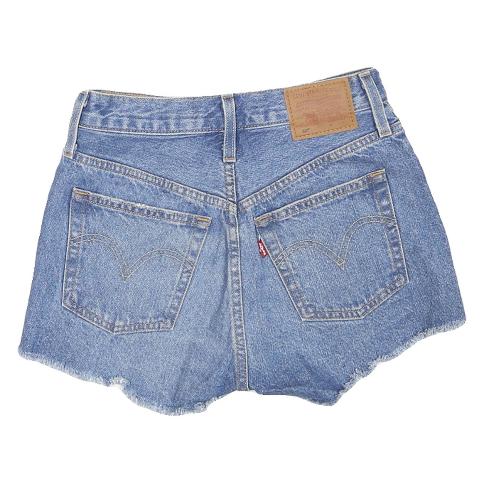 LEVI'S Womens Denim Blue Distressed Cut-Off Shorts S W26