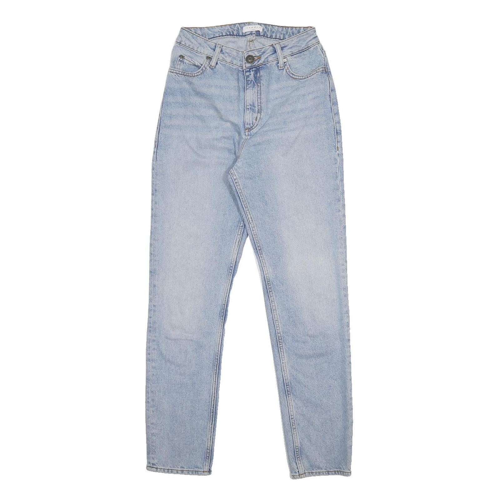 SANDRO Womens Jeans Blue Slim Skinny Denim Light W24 L28 Cotton Blend Zip