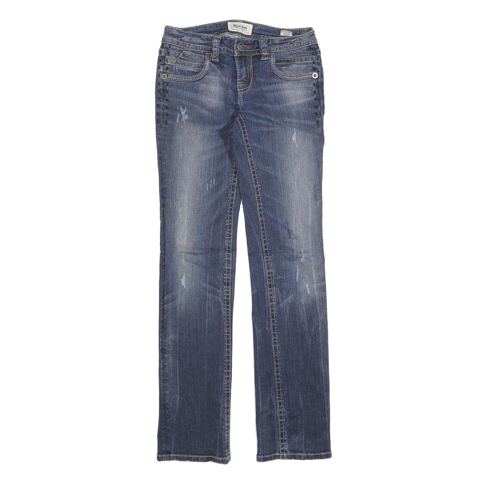 MEKDNA Womens Jeans Blue Slim Skinny Denim Medium W27 L31 Embroidered Pockets