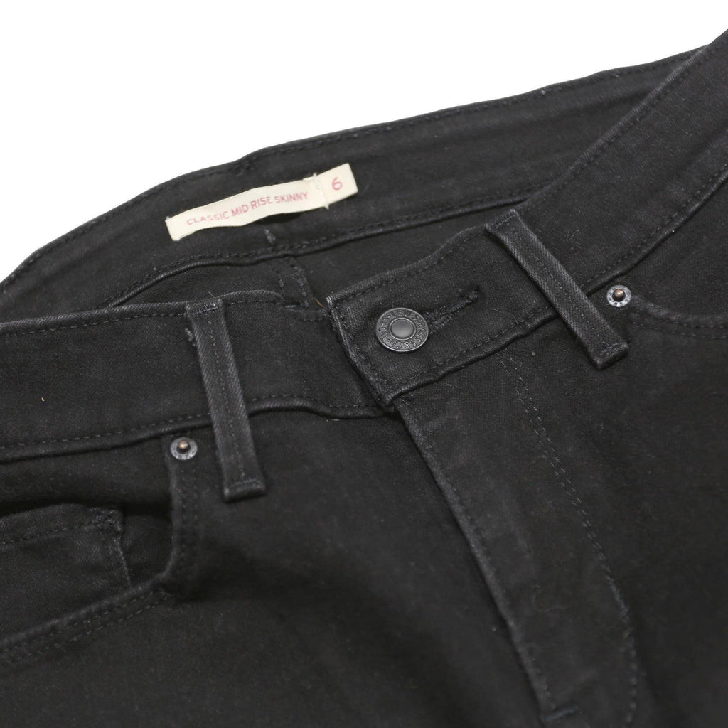 LEVI'S Womens Slim Black Denim Jeans W28 L30 Cotton Blend Zip Comfort Stretch