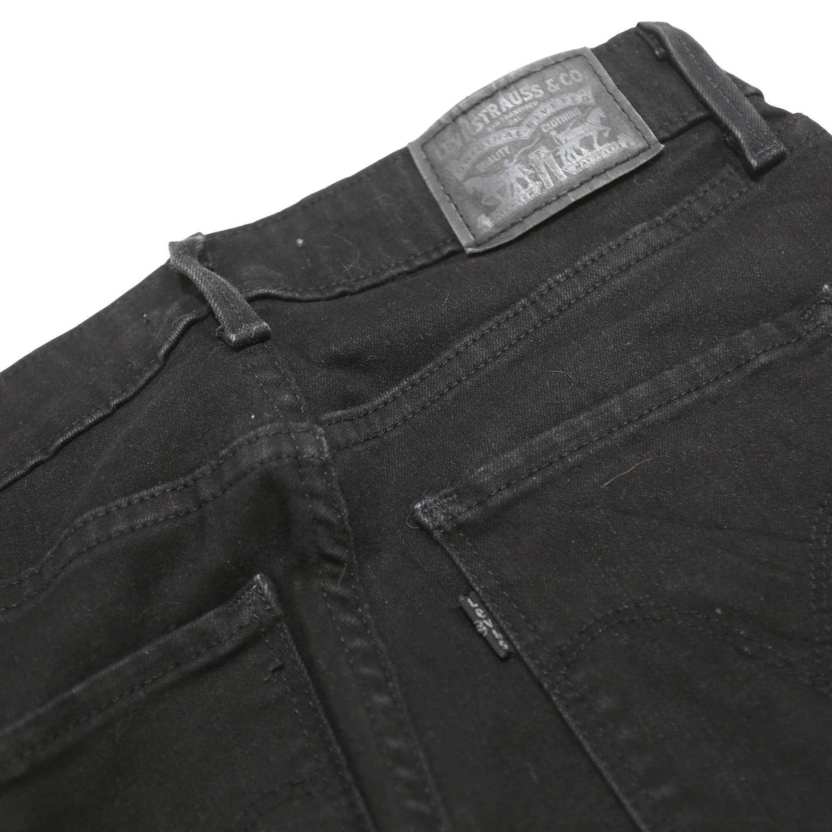 LEVI'S Womens Slim Black Denim Jeans W28 L30 Cotton Blend Zip Comfort Stretch