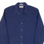 TOMMY HILFIGER Slim Fit Mens Plain Shirt Blue Long Sleeve L