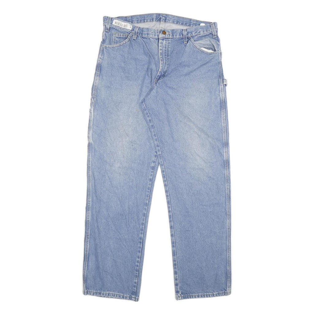 DICKIES Mens Jeans Blue Regular Straight Denim Medium W34 L33 Workwear Zip