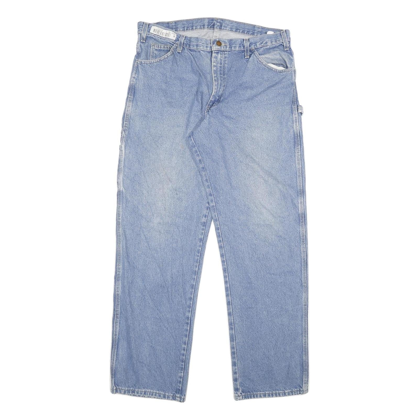 DICKIES Mens Jeans Blue Regular Straight Denim Medium W34 L33 Workwear Zip