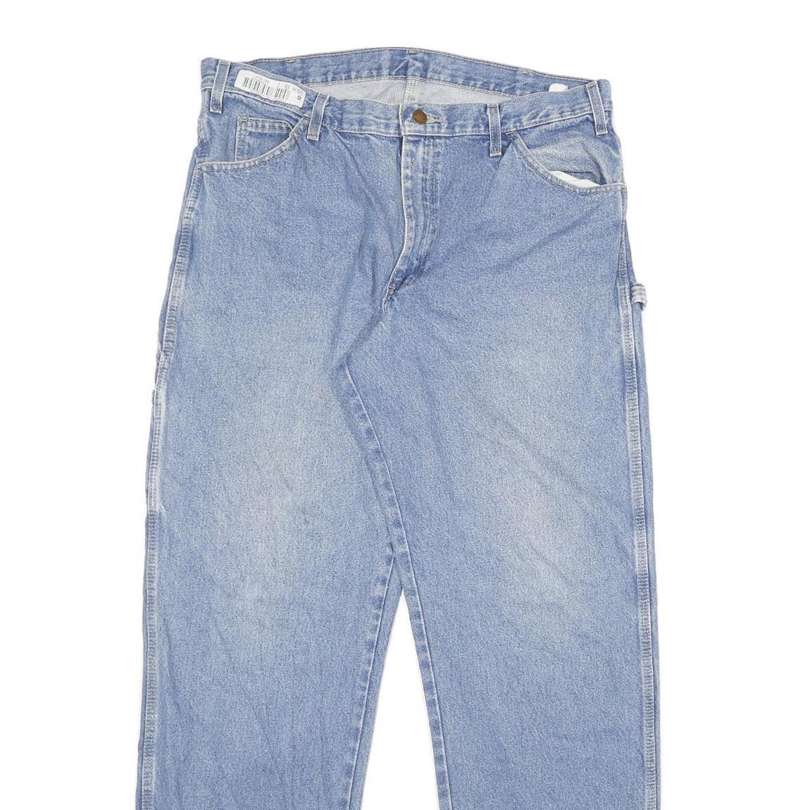 DICKIES Mens Jeans Blue Regular Straight Denim Medium W34 L33 Workwear Zip