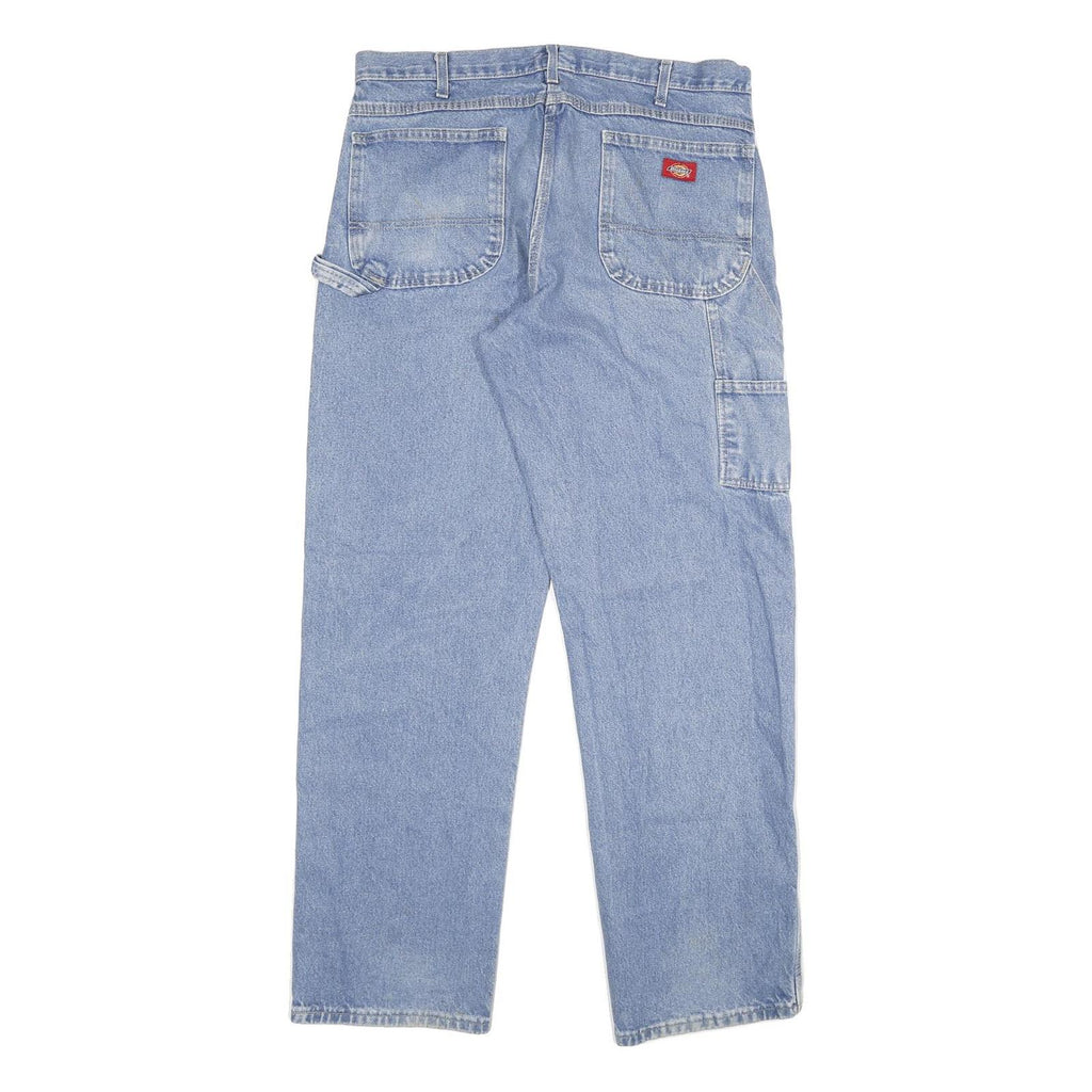DICKIES Mens Jeans Blue Regular Straight Denim Medium W34 L33 Workwear Zip