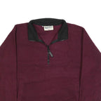 KELLY SPORT Womens Maroon & Black Plain Pullover Jumper 1/4 Zip M Polyester