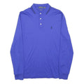 POLO RALPH LAUREN Mens Blue Long Sleeve Plain S Polo Shirt Cotton Classic