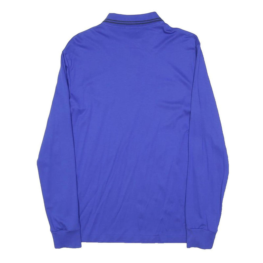 POLO RALPH LAUREN Mens Blue Long Sleeve Plain S Polo Shirt Cotton Classic