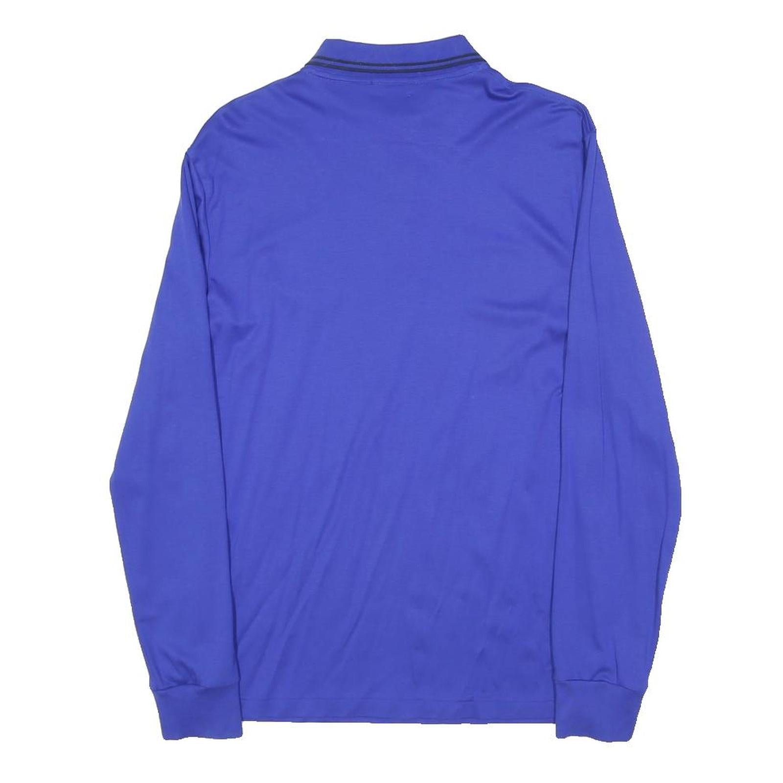 POLO RALPH LAUREN Mens Blue Long Sleeve Plain S Polo Shirt Cotton Classic