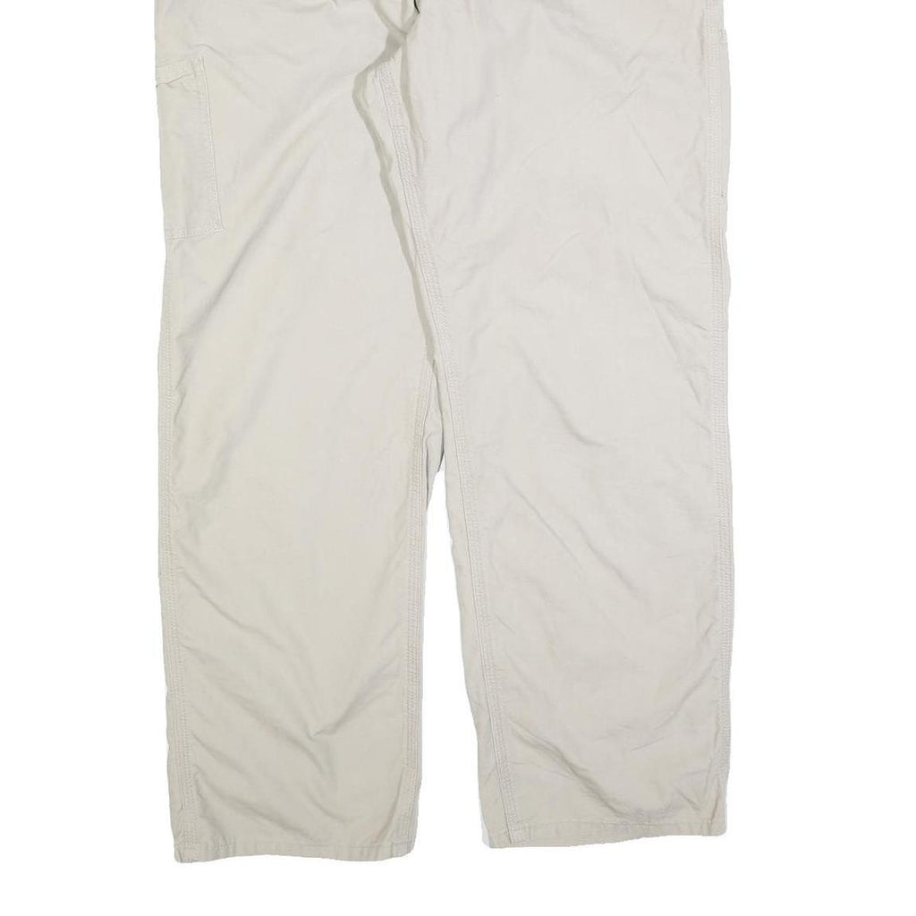CARHARTT Mens Regular Beige Cotton Blend Work Trousers W40 L32 Zip Closure