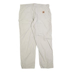 CARHARTT Mens Regular Beige Cotton Blend Work Trousers W40 L32 Zip Closure